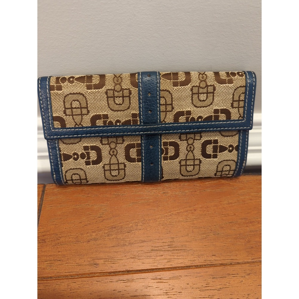 Authentic Gucci Canvas with Blue Leather Long Wallet - Picture 5 of 16